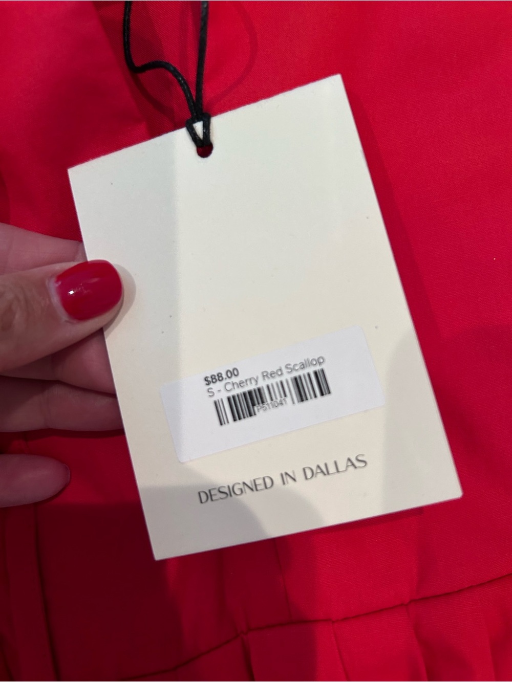 Red Puff Sleeve Scallop Swing Dress - Picture 3 of 3